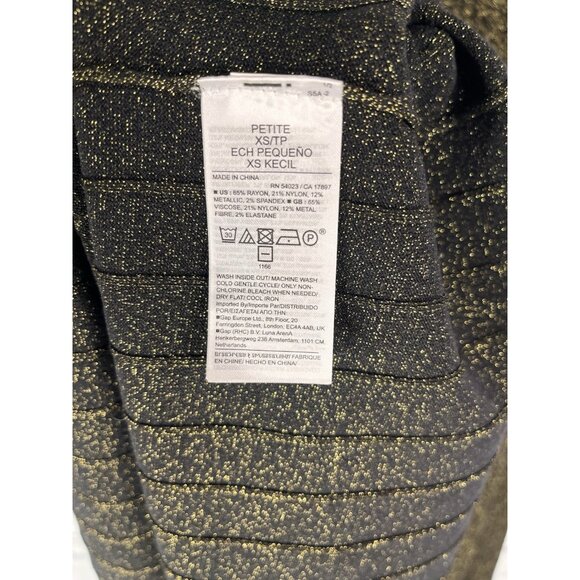 BANANA REPUBLIC Women's Black Gold Metallic A-Line Ribbed Midi Skirt NWT XS - Picture 4 of 5